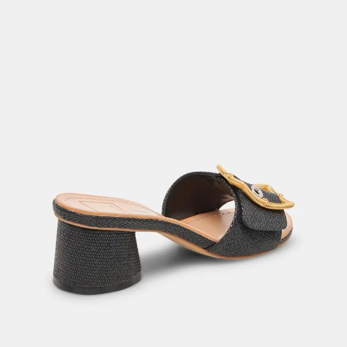 Dolce Vita Lucey Wide Heels Black Raffia Women Sandals