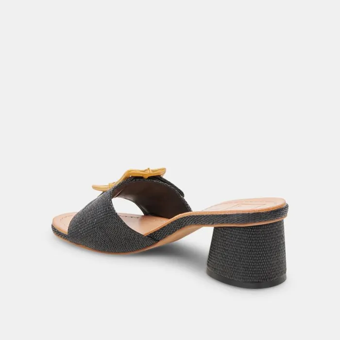 Dolce Vita Lucey Wide Heels Black Raffia Women Sandals