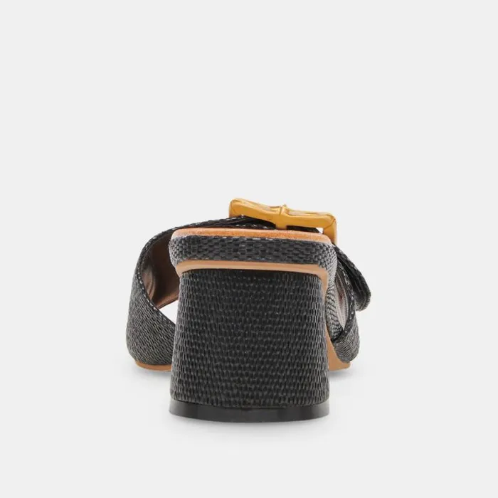 Dolce Vita Lucey Wide Heels Black Raffia Women Sandals