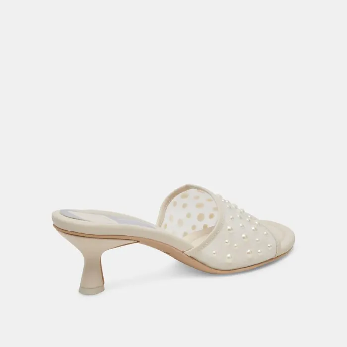 Dolce Vita Meeza Pearl Heels Ivory Mesh Women Heels