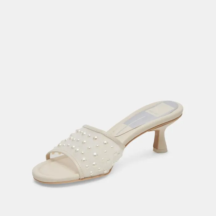 Dolce Vita Meeza Pearl Heels Ivory Mesh Women Heels