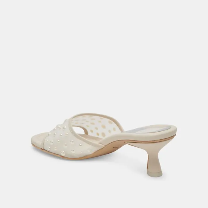 Dolce Vita Meeza Pearl Heels Ivory Mesh Women Heels