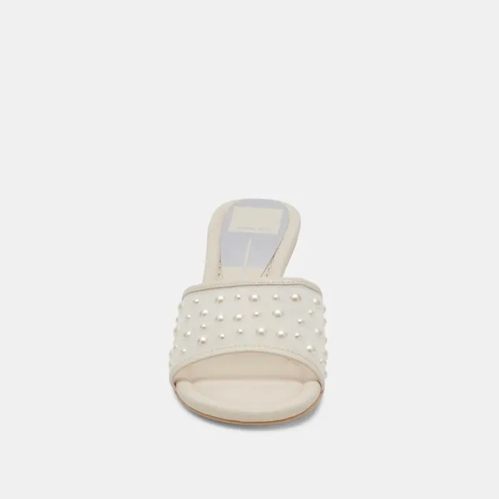 Dolce Vita Meeza Pearl Heels Ivory Mesh Women Heels
