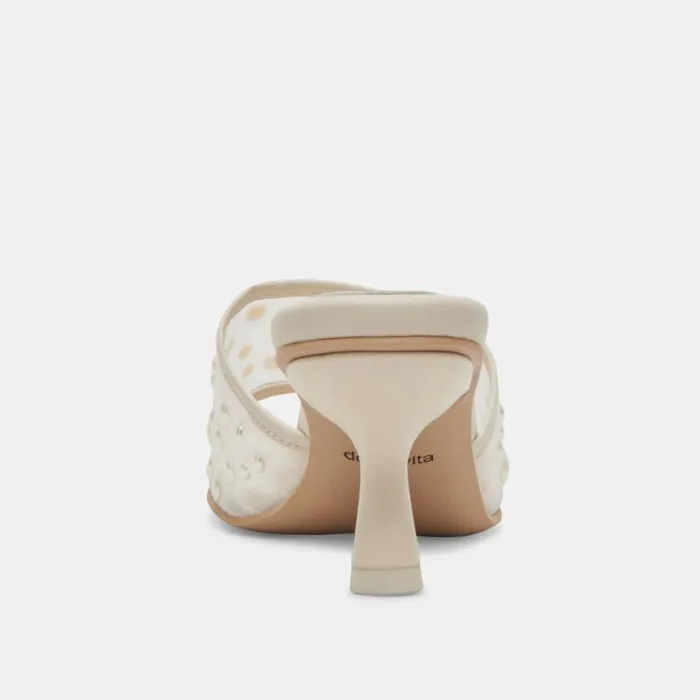 Dolce Vita Meeza Pearl Heels Ivory Mesh Women Heels