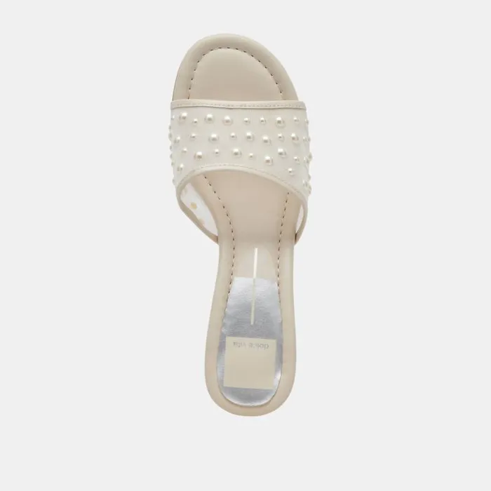 Dolce Vita Meeza Pearl Heels Ivory Mesh Women Heels