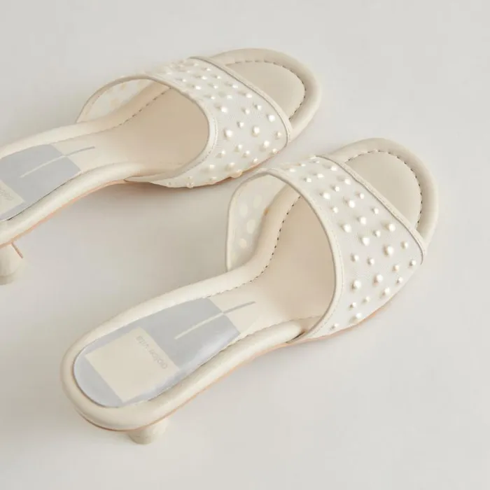 Dolce Vita Meeza Pearl Heels Ivory Mesh Women Heels