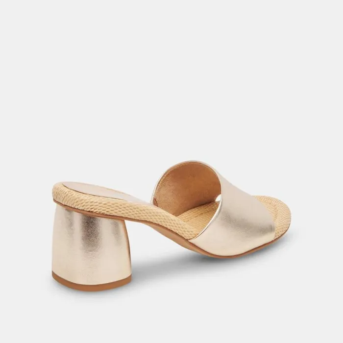 Dolce Vita Minny Raffia Heels Rose Gold Leather Women Sandals