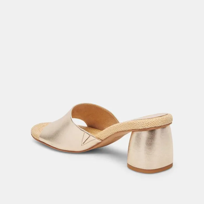 Dolce Vita Minny Raffia Heels Rose Gold Leather Women Sandals