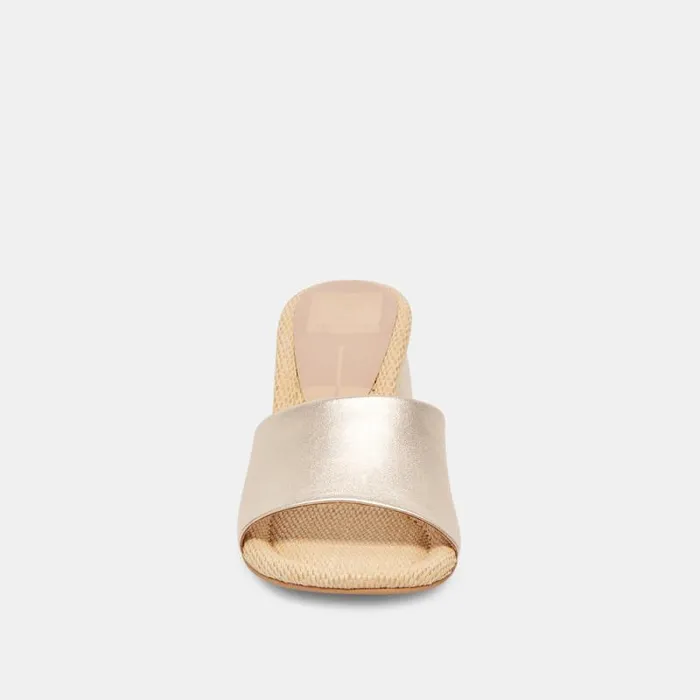 Dolce Vita Minny Raffia Heels Rose Gold Leather Women Sandals