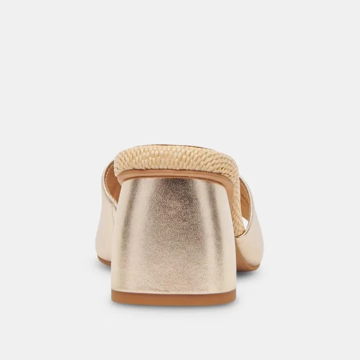 Dolce Vita Minny Raffia Heels Rose Gold Leather Women Sandals