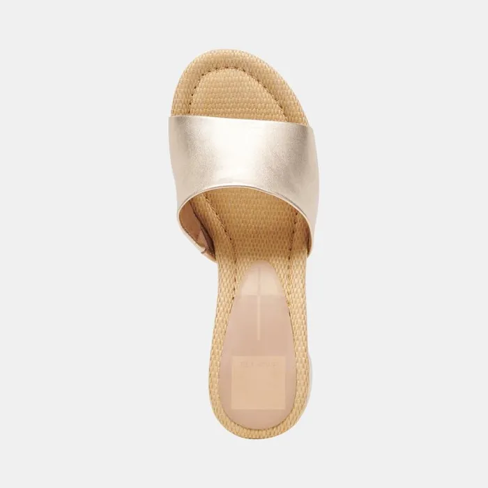 Dolce Vita Minny Raffia Heels Rose Gold Leather Women Sandals