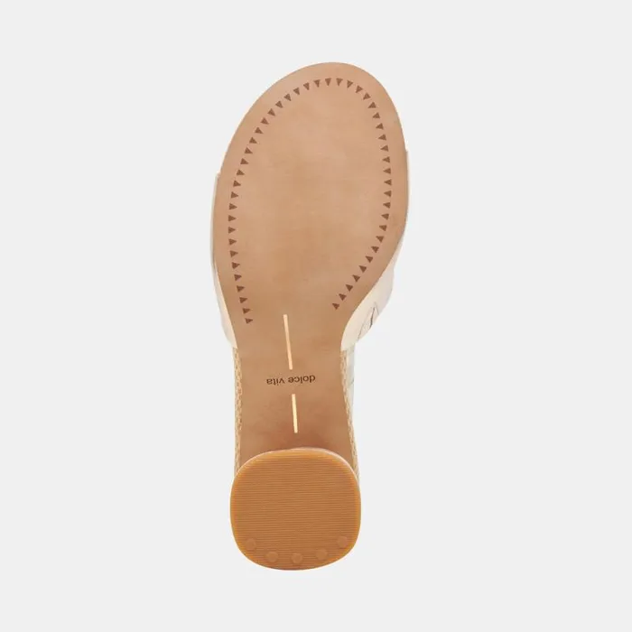 Dolce Vita Minny Raffia Heels Rose Gold Leather Women Sandals