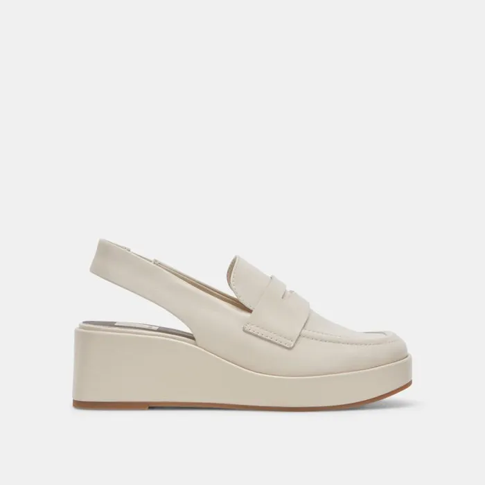 Dolce Vita Nada Loafers Ivory Crinkle Patent Women Wedges
