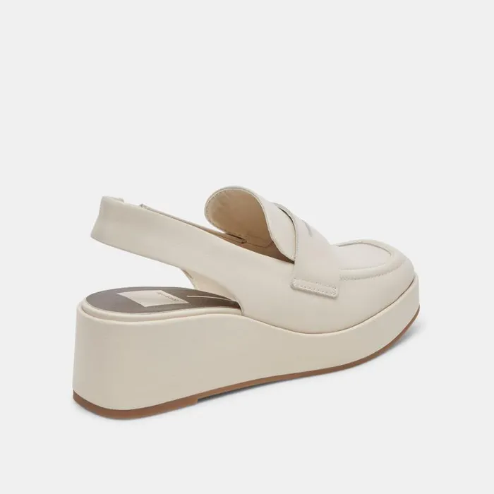 Dolce Vita Nada Loafers Ivory Crinkle Patent Women Wedges