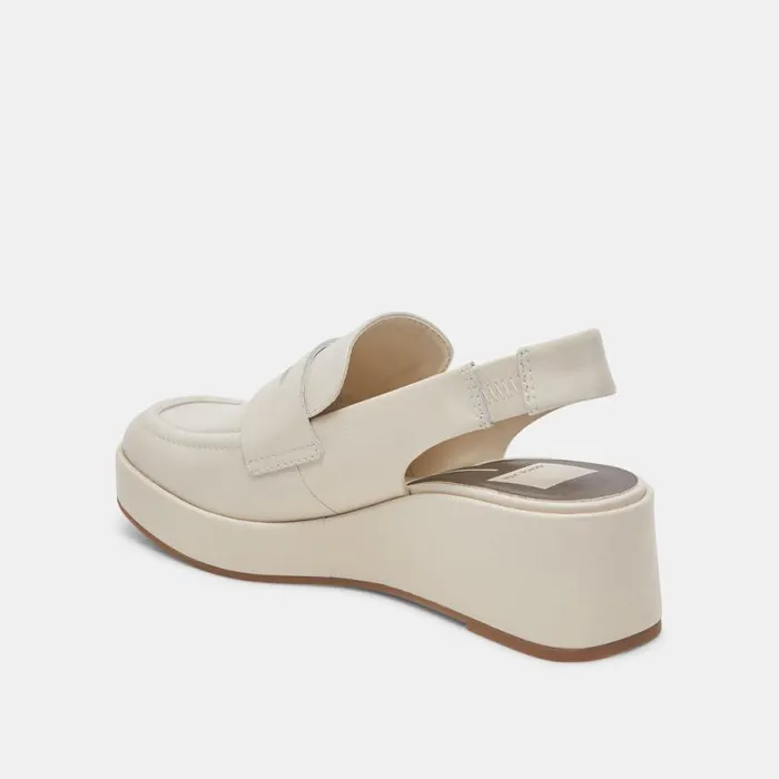 Dolce Vita Nada Loafers Ivory Crinkle Patent Women Wedges
