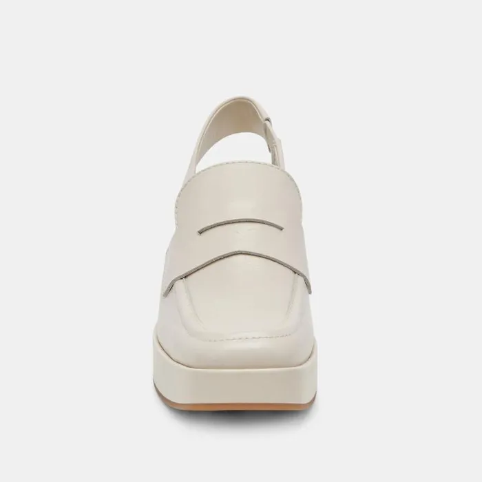 Dolce Vita Nada Loafers Ivory Crinkle Patent Women Wedges