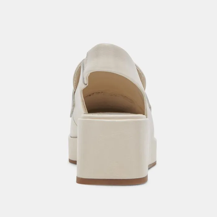 Dolce Vita Nada Loafers Ivory Crinkle Patent Women Wedges