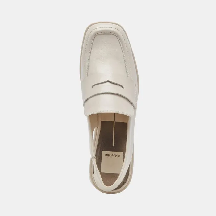 Dolce Vita Nada Loafers Ivory Crinkle Patent Women Wedges
