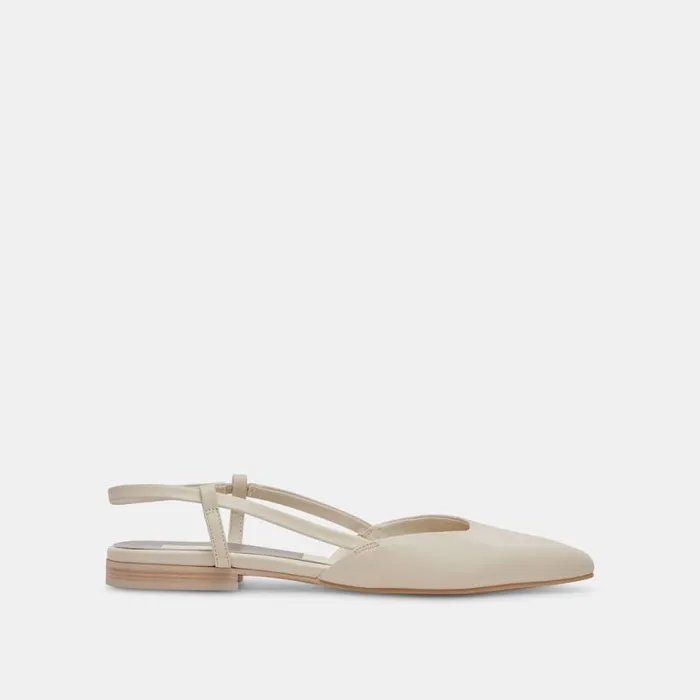 Dolce Vita Narah Flats Ivory Leather Women Flats and Loafers