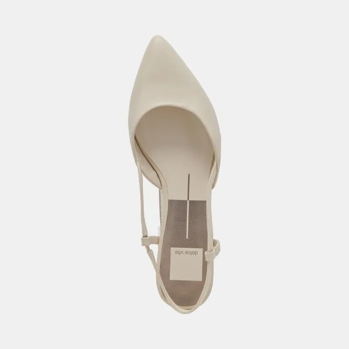 Dolce Vita Narah Flats Ivory Leather Women Flats and Loafers