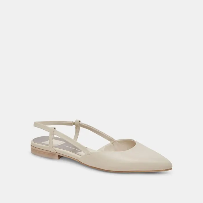 Dolce Vita Narah Flats Ivory Leather Women Flats and Loafers