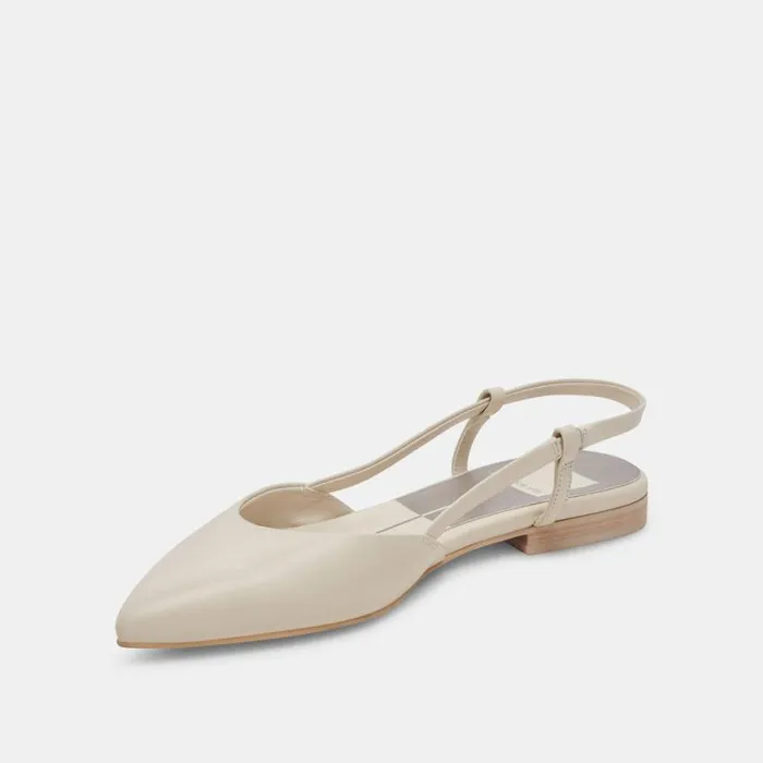 Dolce Vita Narah Flats Ivory Leather Women Flats and Loafers