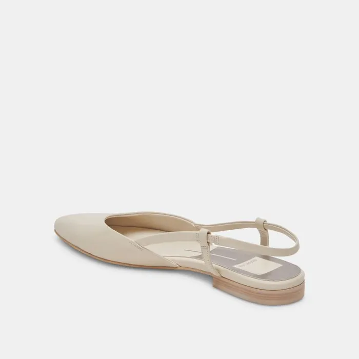 Dolce Vita Narah Flats Ivory Leather Women Flats and Loafers
