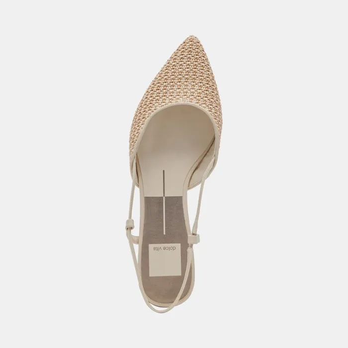 Dolce Vita Narah Flats White Natural Raffia Women Flats and Loafers