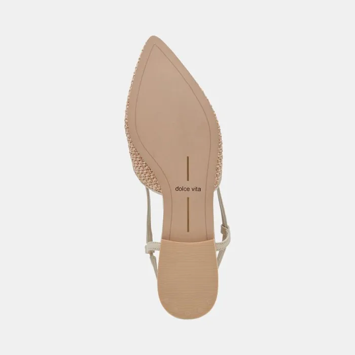 Dolce Vita Narah Flats White Natural Raffia Women Flats and Loafers