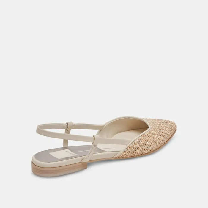 Dolce Vita Narah Flats White Natural Raffia Women Flats and Loafers