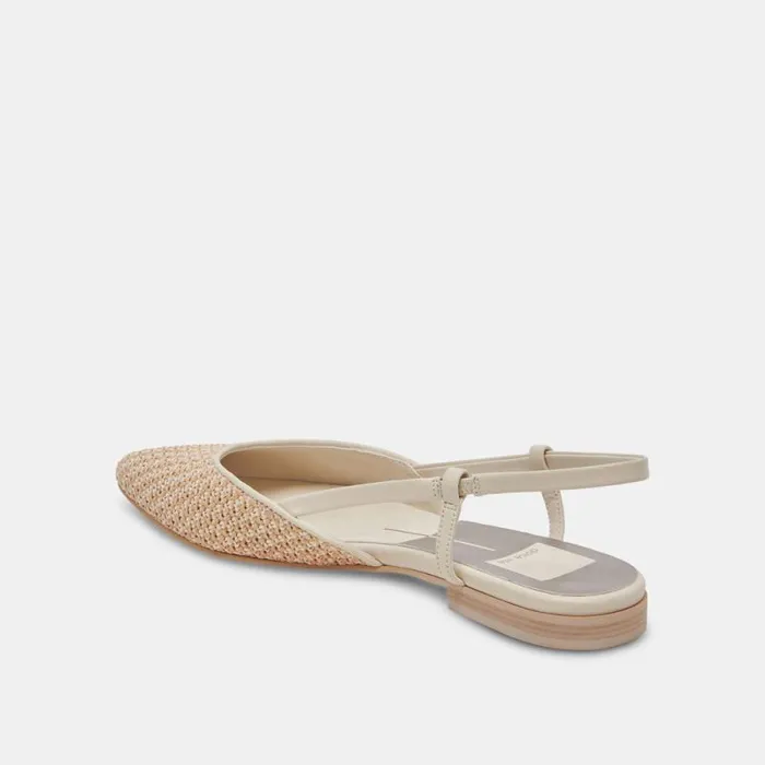 Dolce Vita Narah Flats White Natural Raffia Women Flats and Loafers