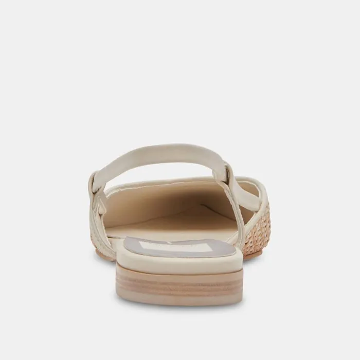 Dolce Vita Narah Flats White Natural Raffia Women Flats and Loafers