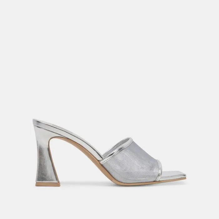 Dolce Vita Narda Heels Silver Mesh Women Heels