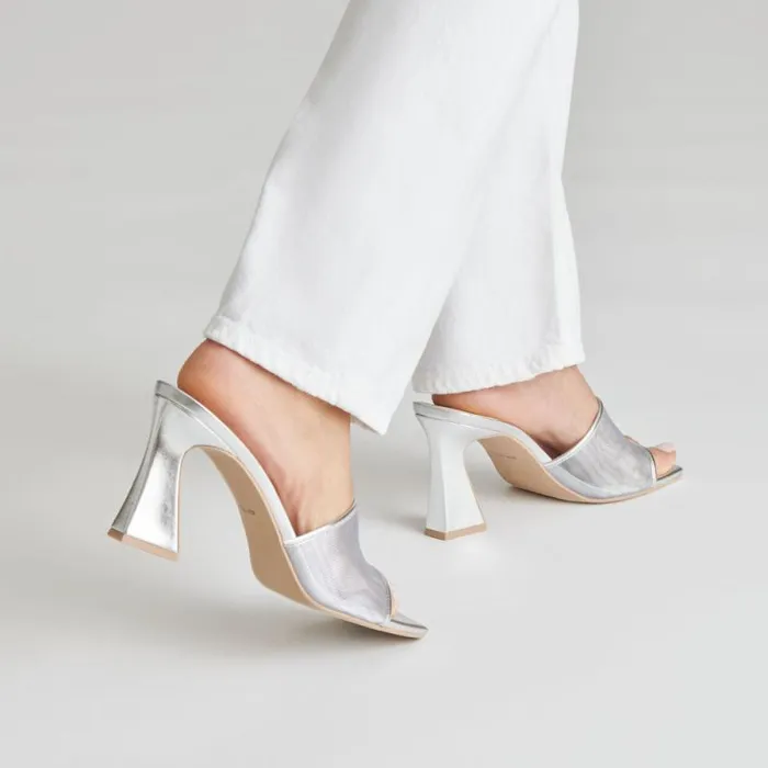 Dolce Vita Narda Heels Silver Mesh Women Heels