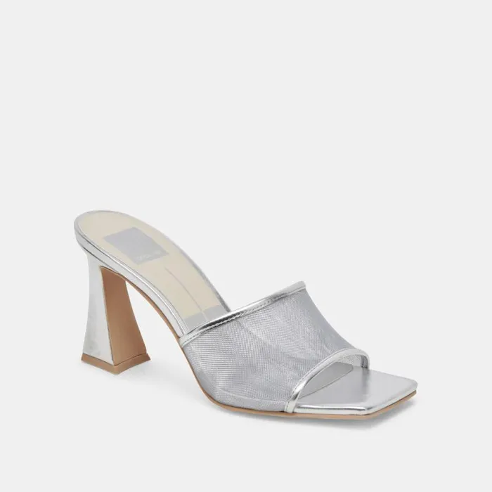 Dolce Vita Narda Heels Silver Mesh Women Heels