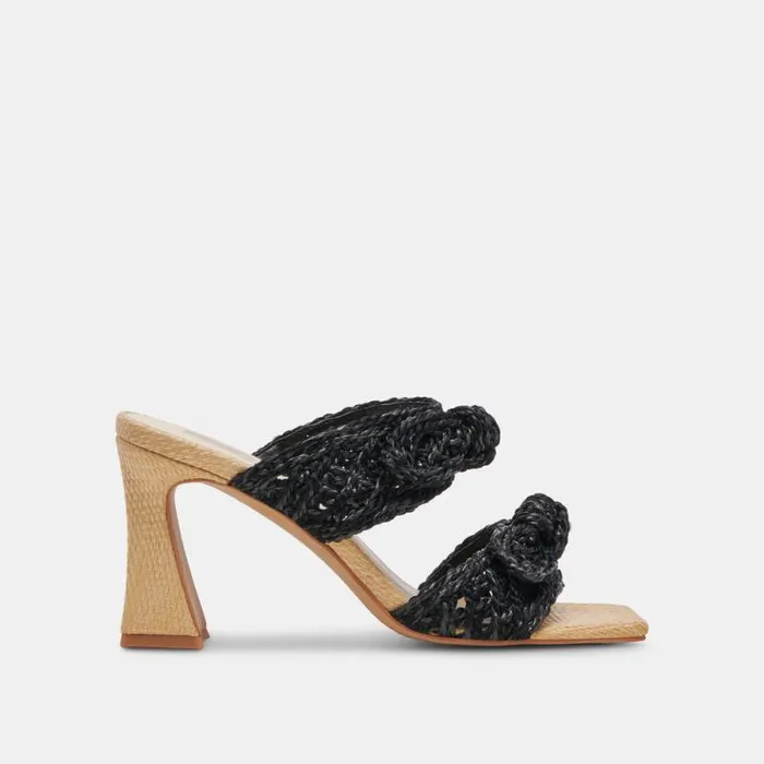 Dolce Vita Niyah Heels Onyx Raffia Women Heels
