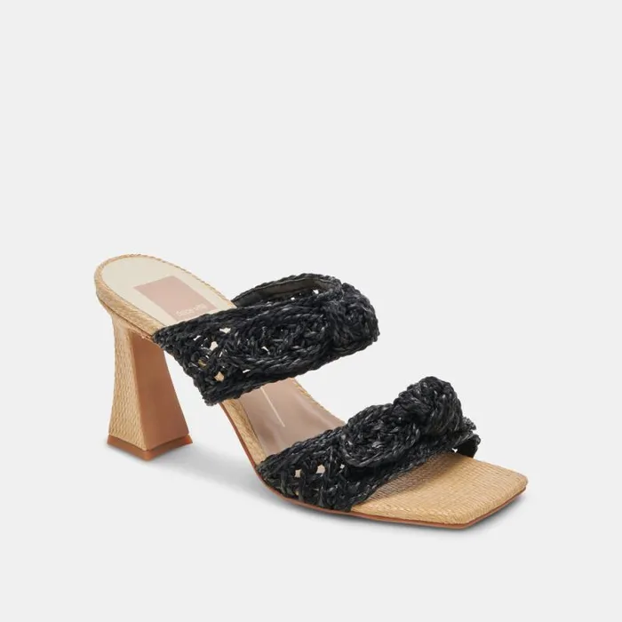Dolce Vita Niyah Heels Onyx Raffia Women Heels