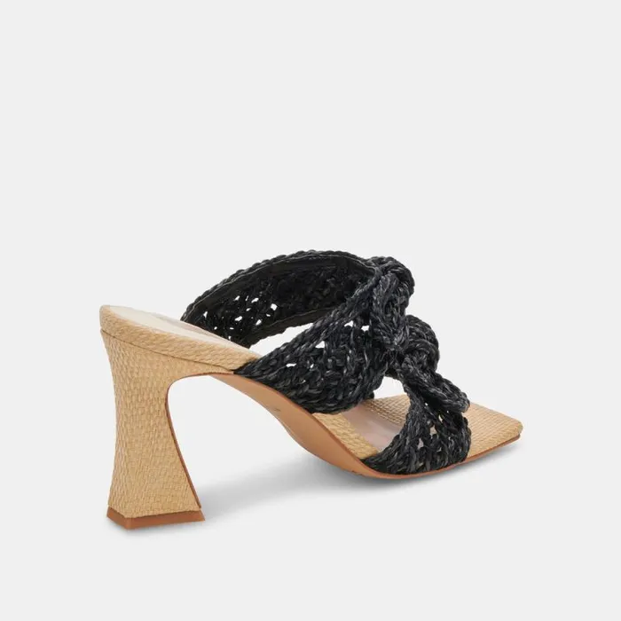 Dolce Vita Niyah Heels Onyx Raffia Women Heels
