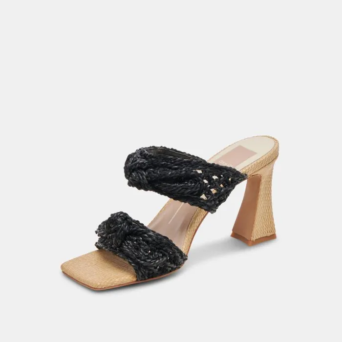 Dolce Vita Niyah Heels Onyx Raffia Women Heels