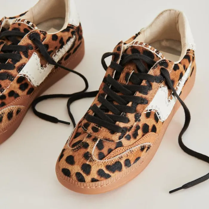 Dolce Vita Notice Stitch Sneakers Dk Leopard Calf Hair Women Sneakers