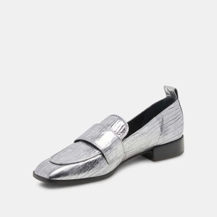 Dolce Vita Nygel Loafers Graphite Metallic Leather Women Flats and Loafers