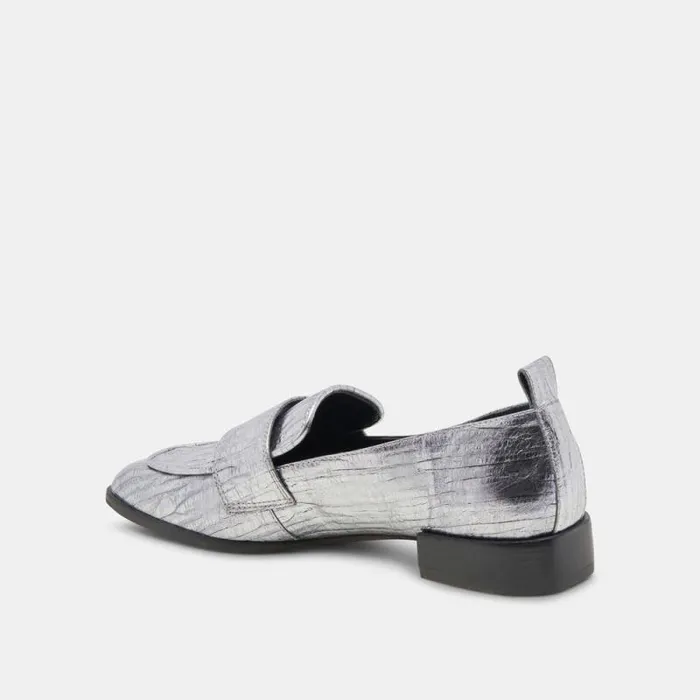 Dolce Vita Nygel Loafers Graphite Metallic Leather Women Flats and Loafers