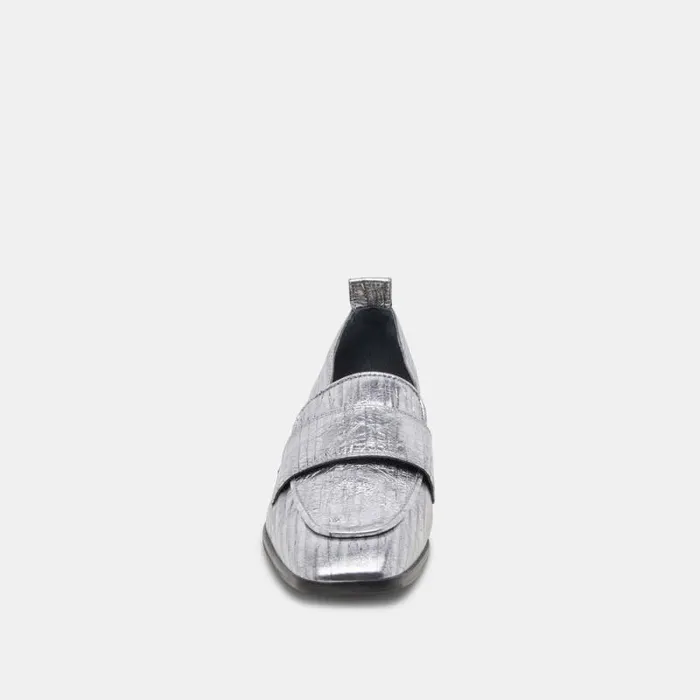 Dolce Vita Nygel Loafers Graphite Metallic Leather Women Flats and Loafers