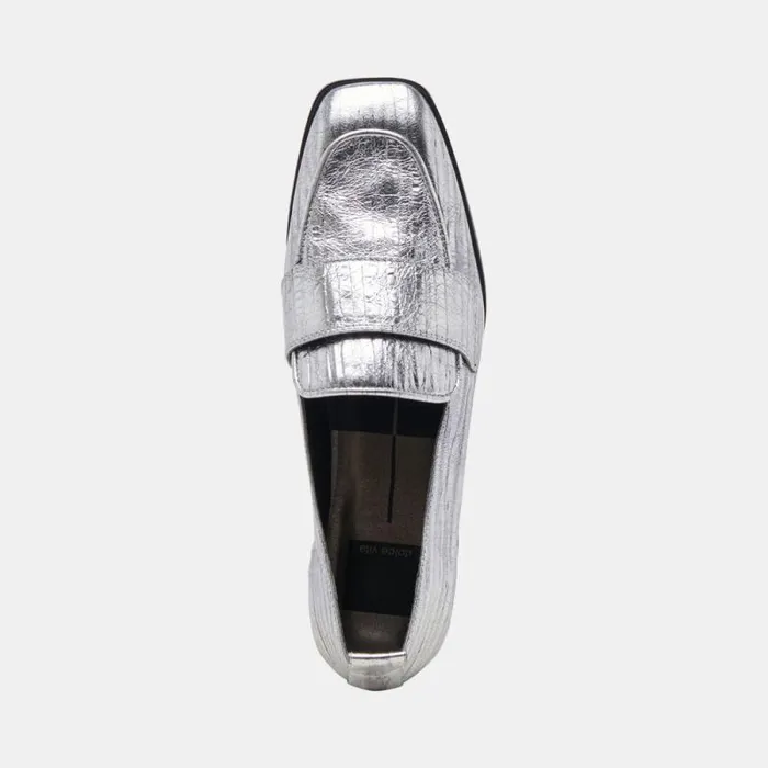Dolce Vita Nygel Loafers Graphite Metallic Leather Women Flats and Loafers
