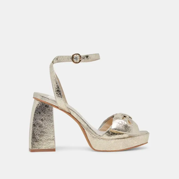 Dolce Vita Pacie Heels Platinum Distressed Leather Women Heels