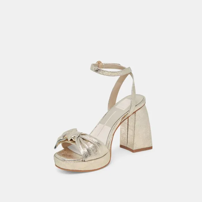 Dolce Vita Pacie Heels Platinum Distressed Leather Women Heels