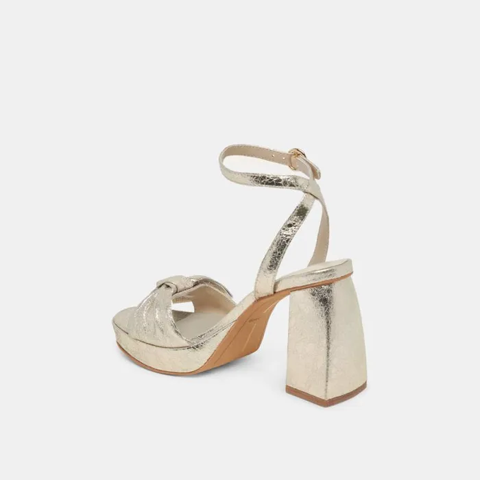Dolce Vita Pacie Heels Platinum Distressed Leather Women Heels