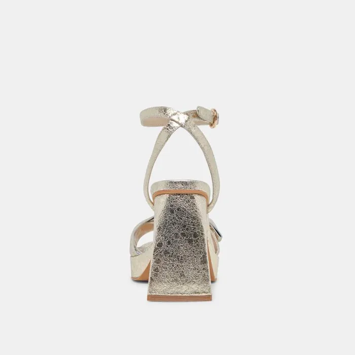 Dolce Vita Pacie Heels Platinum Distressed Leather Women Heels