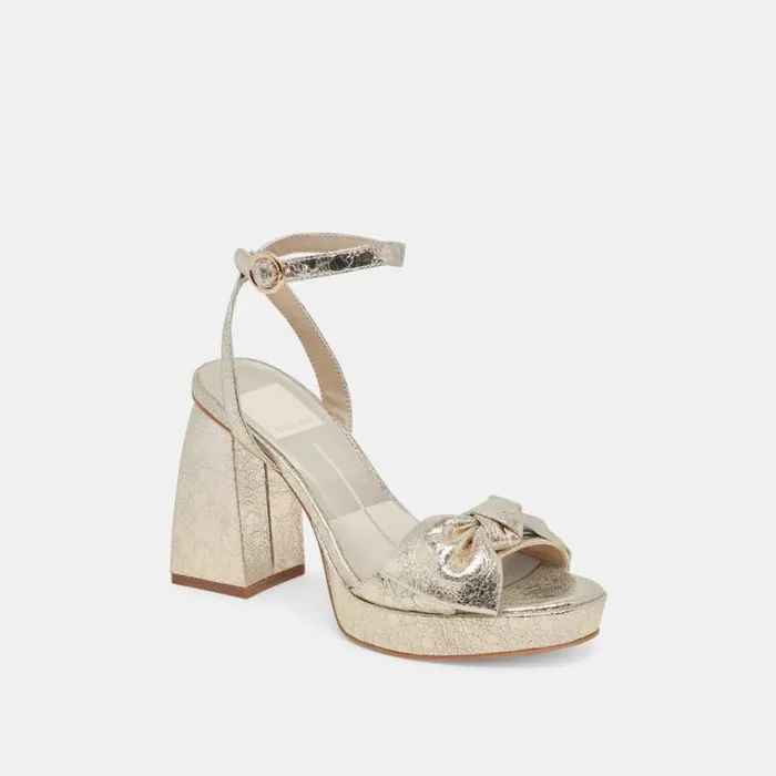 Dolce Vita Pacie Heels Platinum Distressed Leather Women Heels