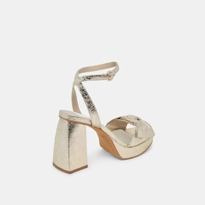 Dolce Vita Pacie Heels Platinum Distressed Leather Women Heels